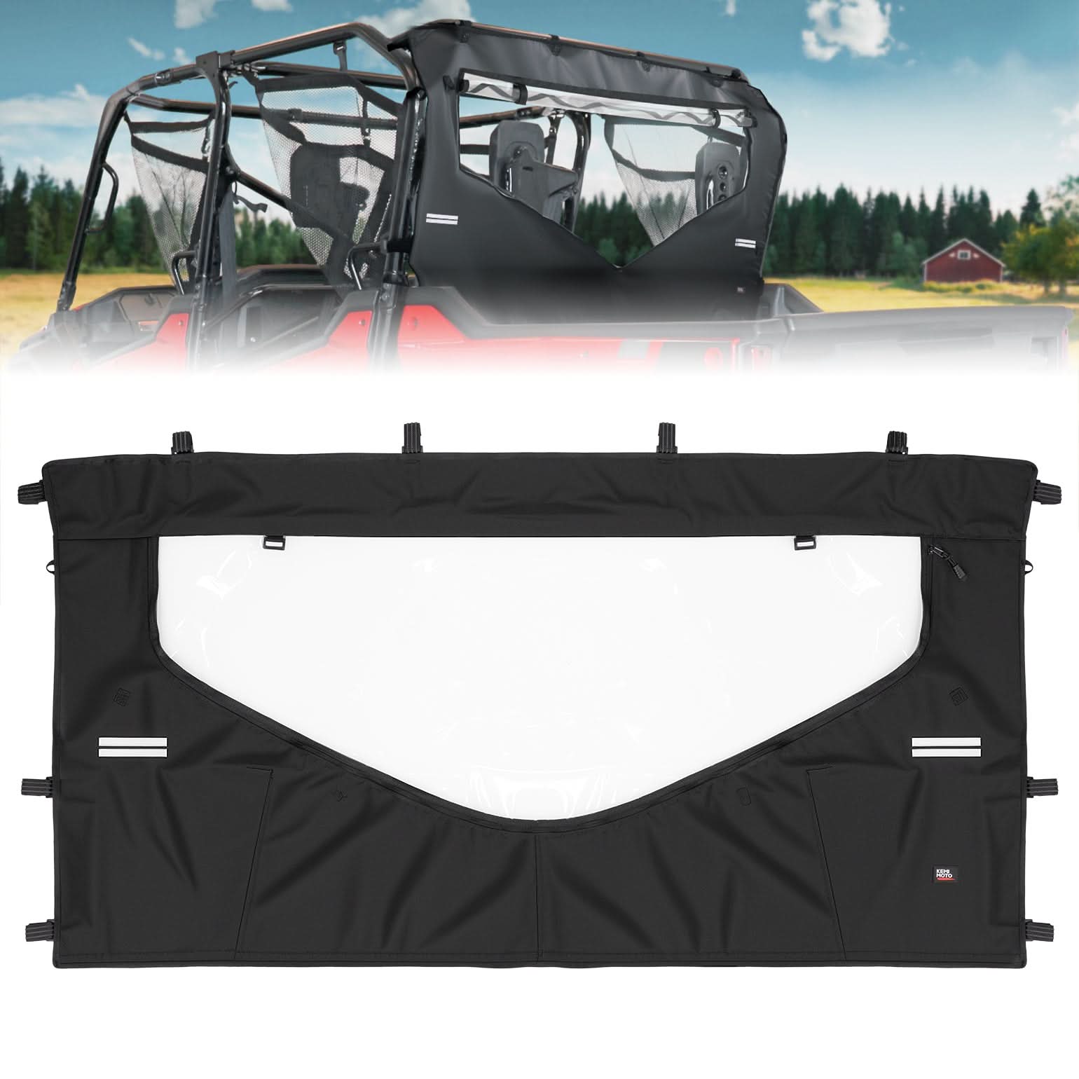 Photo of UTV Reflective Strips Design Back Window For Pioneer 1000 3P 6P (2016-2025) by Kemimoto - Premium for UTVs / Side by Sides