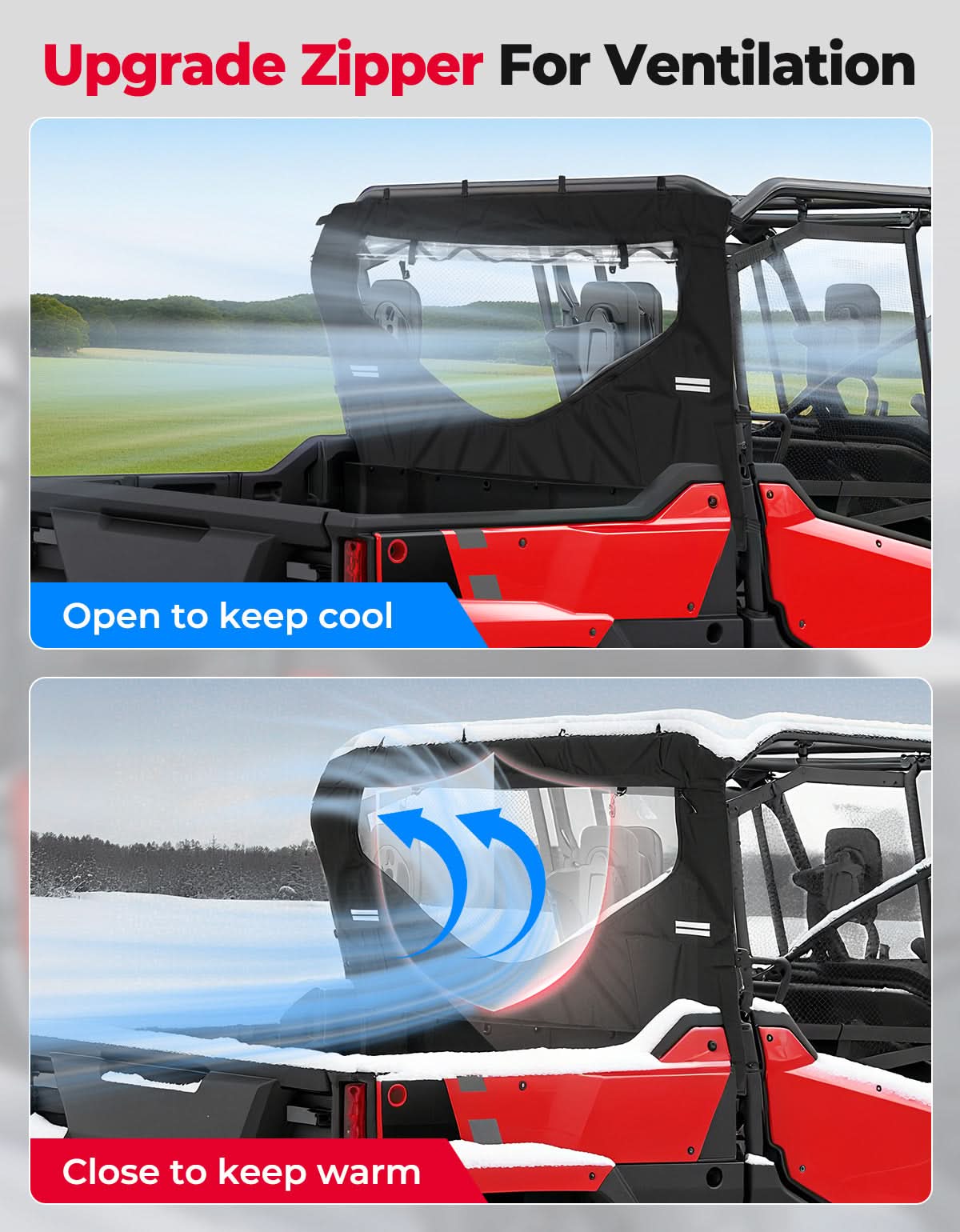Photo of UTV Reflective Strips Design Back Window For Pioneer 1000 3P 6P (2016-2025) by Kemimoto - Premium for UTVs / Side by Sides