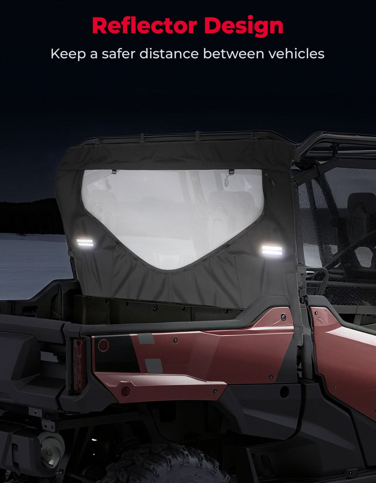 Photo of UTV Reflective Strips Design Back Window For Pioneer 1000 3P 6P (2016-2025) by Kemimoto - Premium for UTVs / Side by Sides