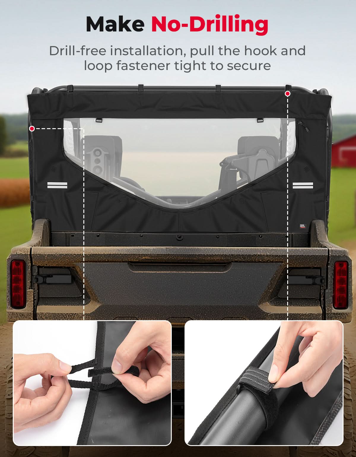 Photo of UTV Reflective Strips Design Back Window For Pioneer 1000 3P 6P (2016-2025) by Kemimoto - Premium for UTVs / Side by Sides