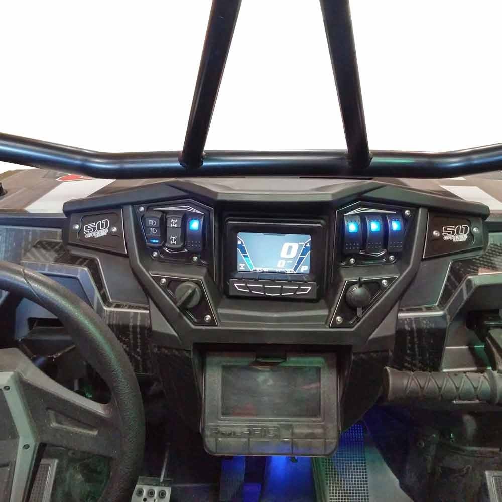 50 Caliber Racing RZR Dash Panel Digital GPS 6 Piece with Switches