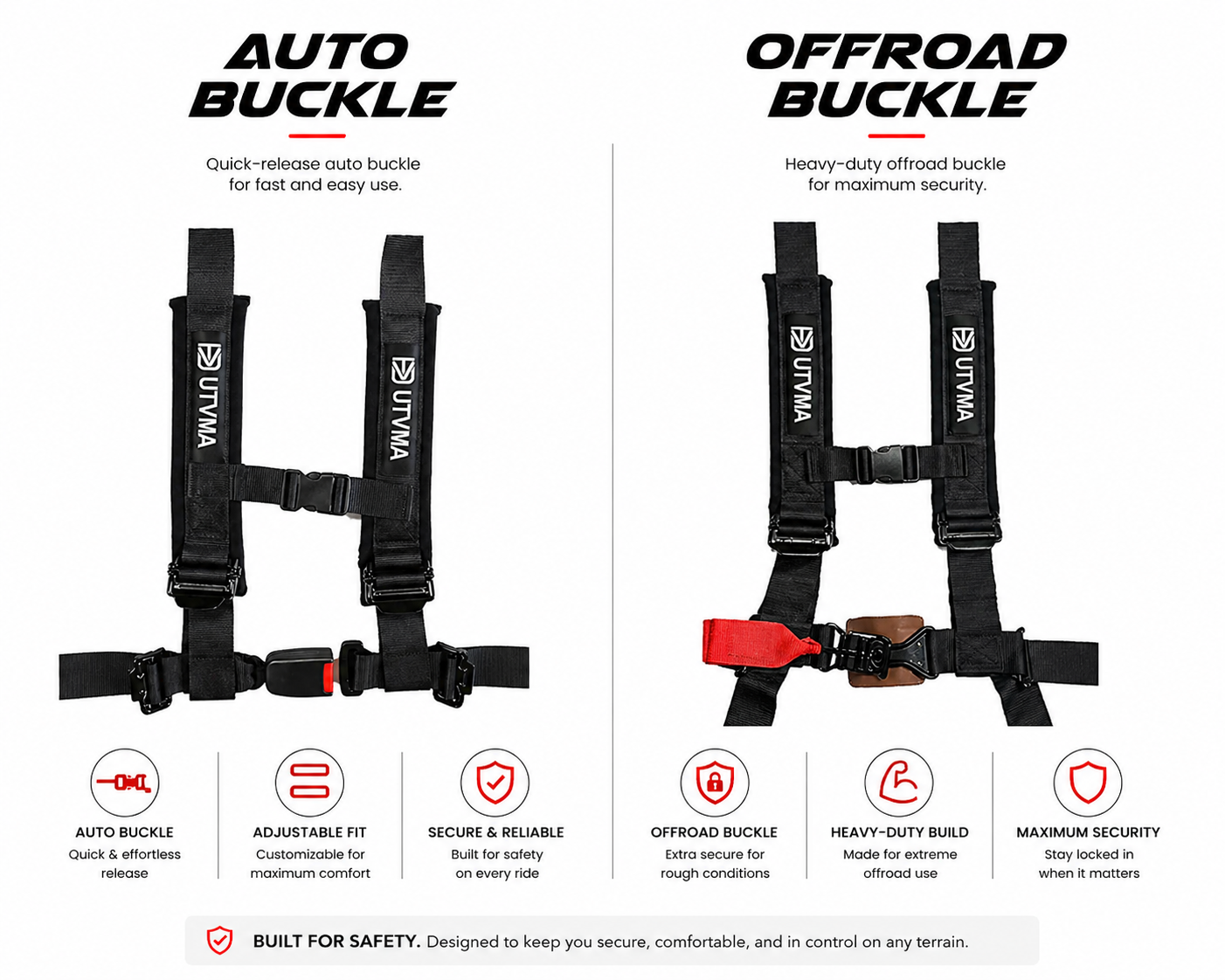 Maverick Sport Max Rear Bench with Harnesses - Comfortable + Safe (2019+)