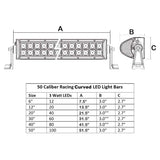 50 Caliber Racing 20" Curved LED Light Bar - 120W Flood/Spot Combo + 9,600 Lumens (Radius)