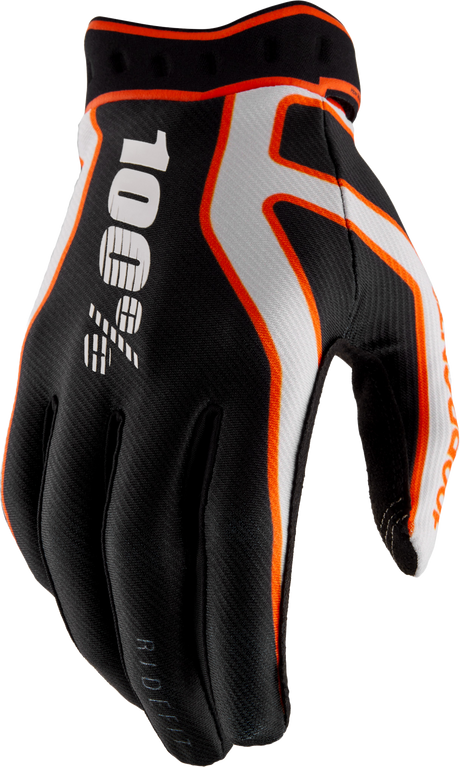 100% Ridefit Riding Gloves - White/Red/Black, Large