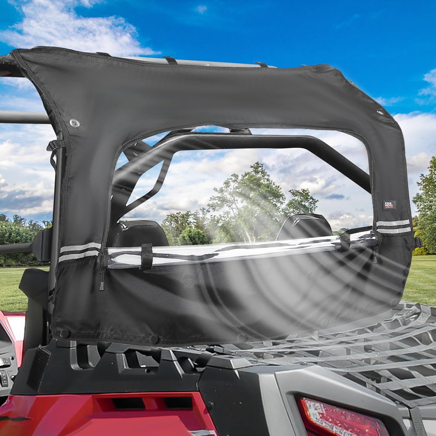 Photo of Rear Windshield Roll Up/Down for CFmoto ZForce 500 | 800 | 1000 by Kemimoto - Premium for UTVs / Side by Sides