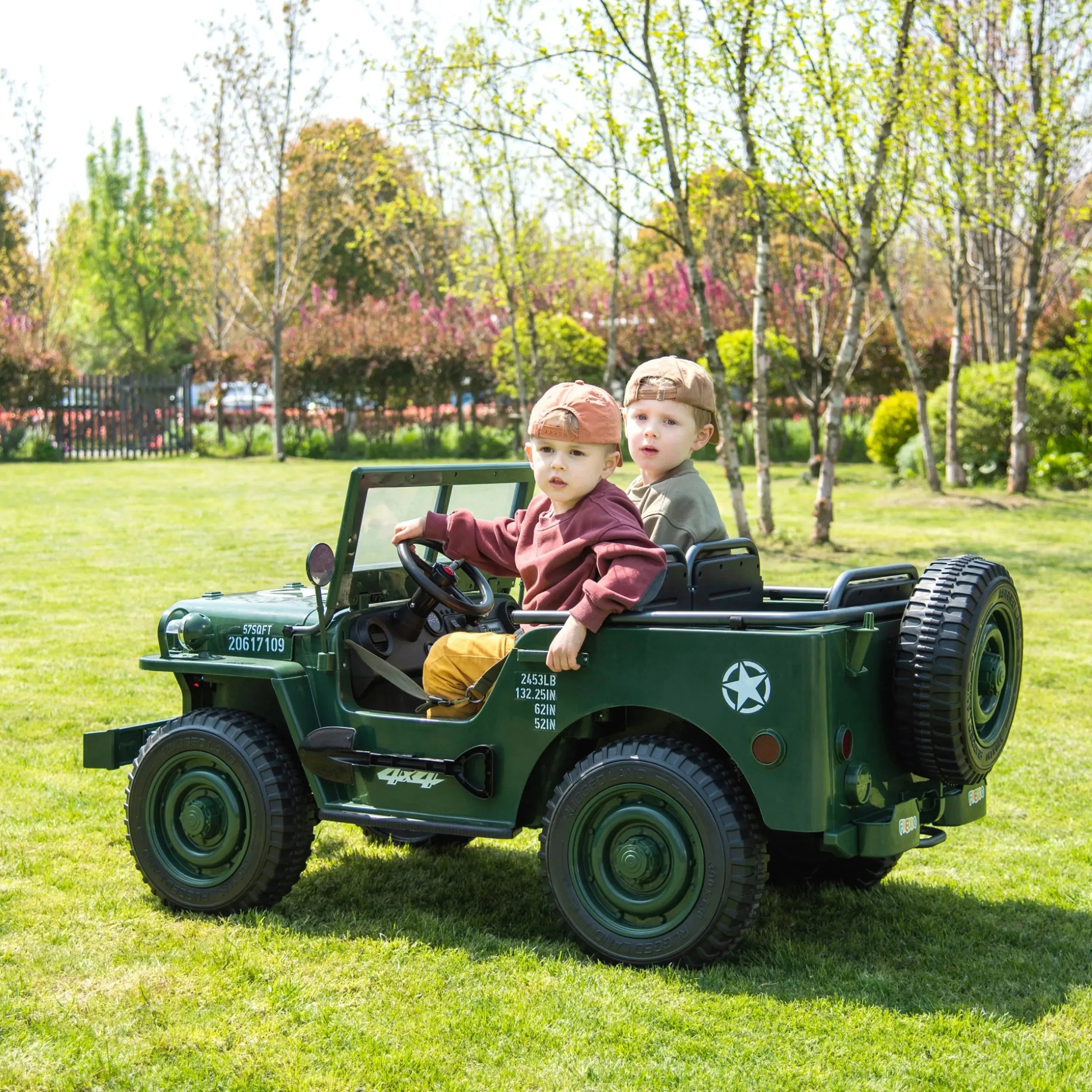 Photo of 24V Freddo Military Willy Truck 3 Seater Electric Ride on by Freddo Toys - Premium Electric Kids Cars for UTVs / Side by Sides