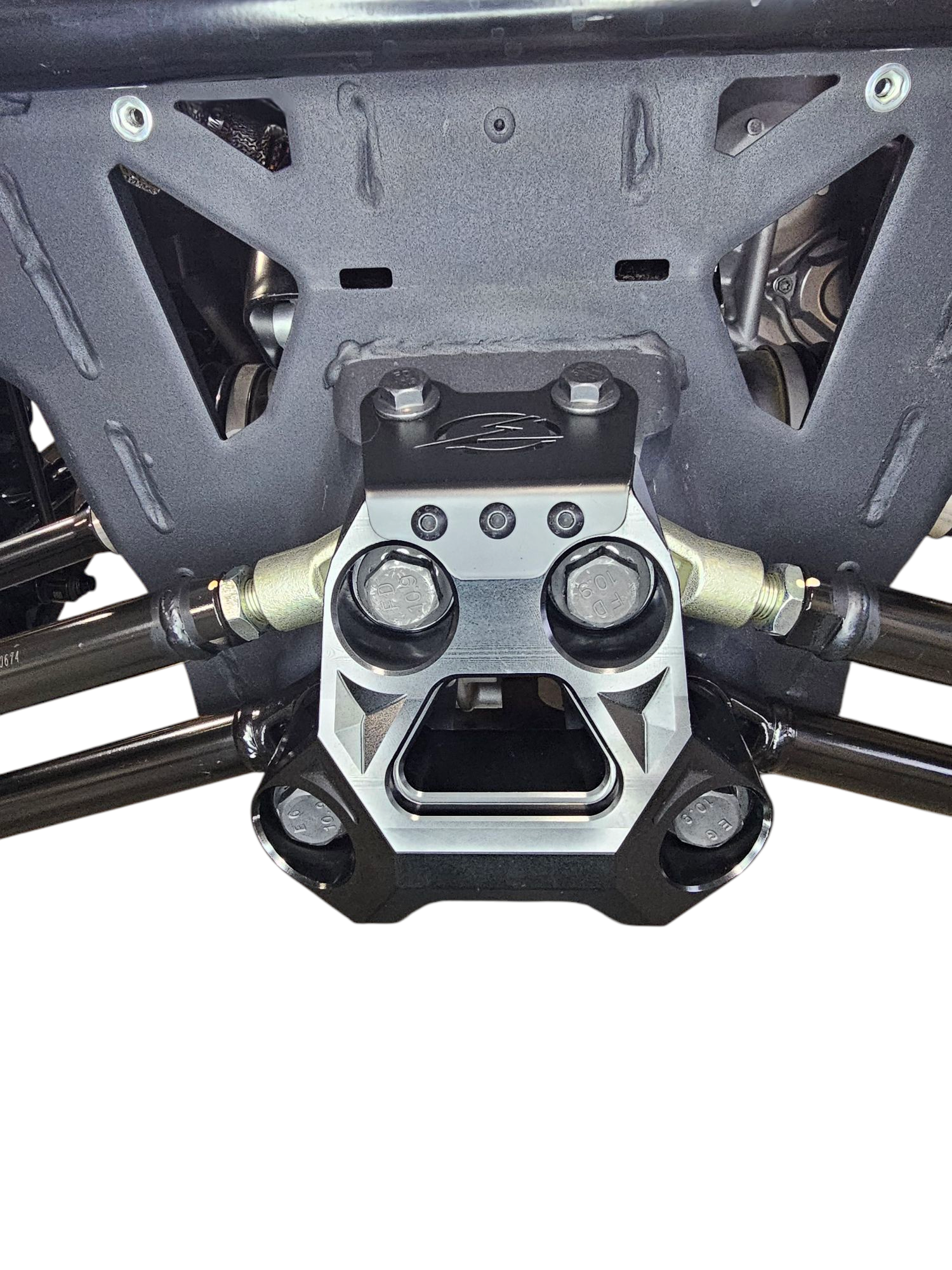 Photo of 2024+ Can Am Maverick R Billet Radius Rod Plate (Black) by Elektric Offroad - Premium for UTVs / Side by Sides
