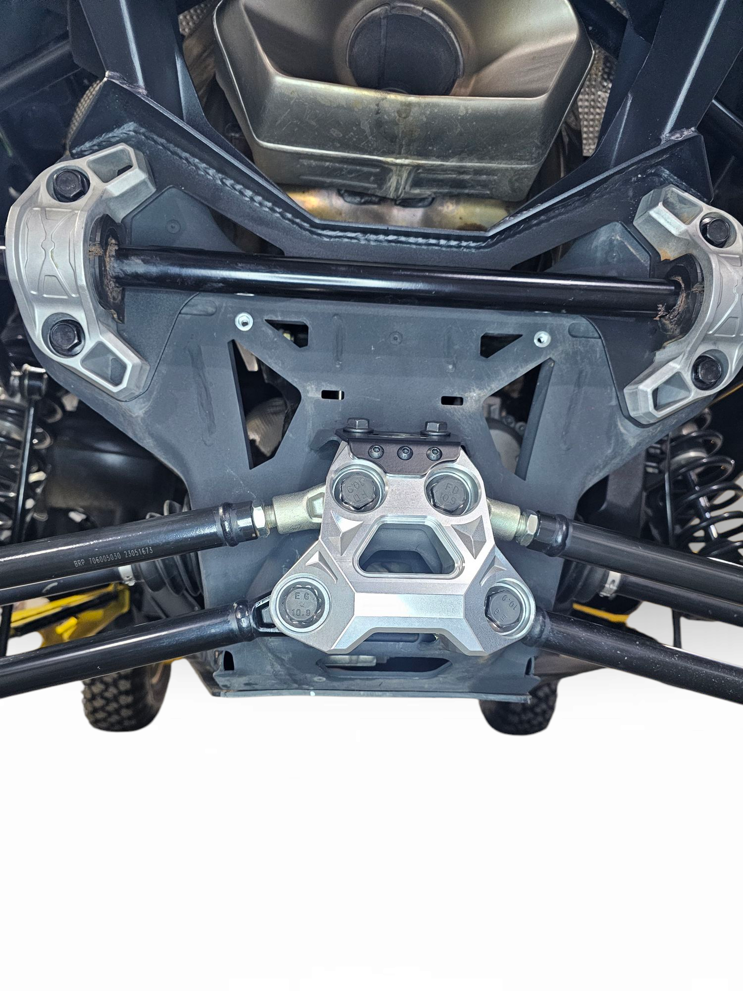 Photo of 2024+ Can Am Maverick R Radius Rod Plate (Clear) by Elektric Offroad - Premium for UTVs / Side by Sides