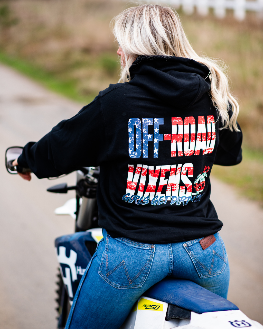 Photo of America Unisex Pullover Hoodie by OFF-ROAD VIXENS CLOTHING CO. - Premium Apparel & Accessories for UTVs / Side by Sides