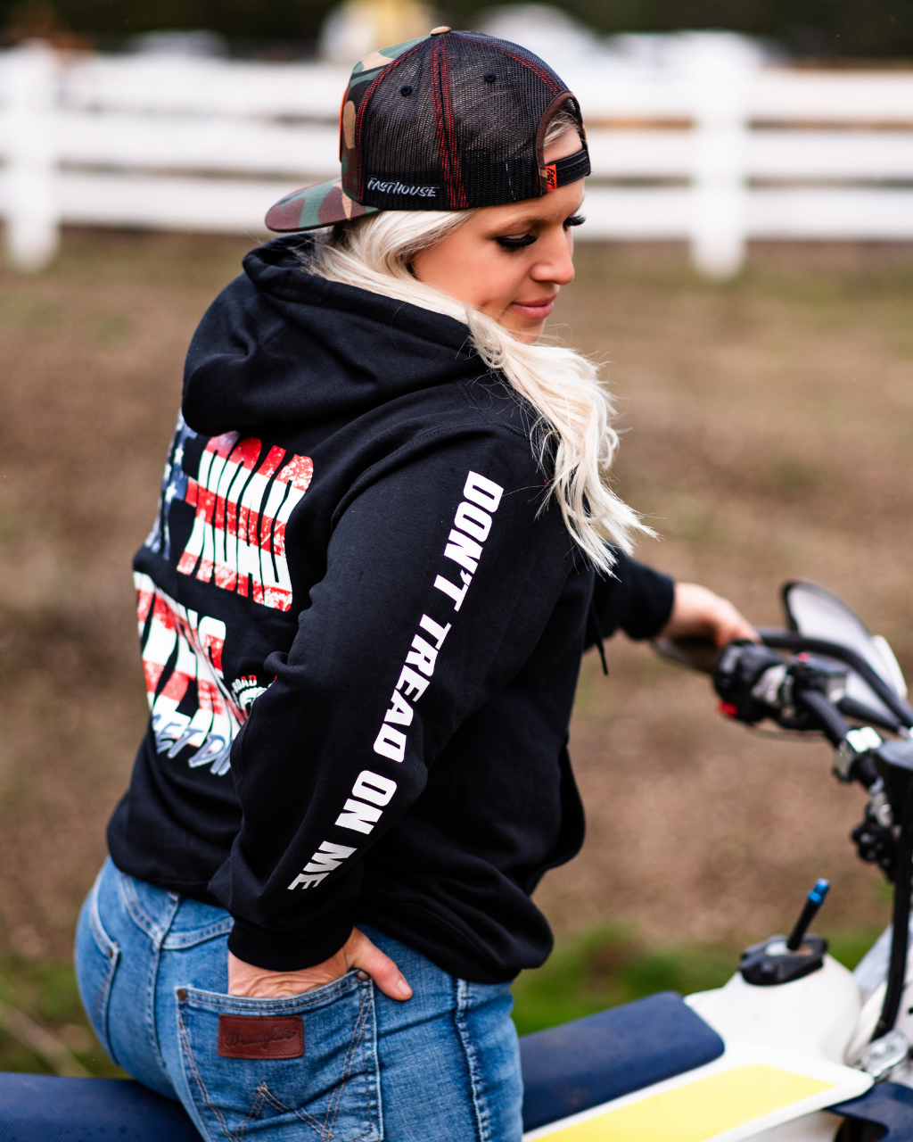 Photo of America Unisex Pullover Hoodie by OFF-ROAD VIXENS CLOTHING CO. - Premium Apparel & Accessories for UTVs / Side by Sides