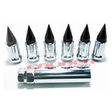 50 Caliber Racing 10 x 1.25 mm Spiked Lug nuts Chrome - 16 Pack