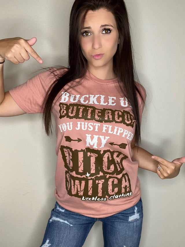 Photo of Buckle Up Buttercup Throwback Tee by Luckless Outfitters - Premium t-shirt for UTVs / Side by Sides