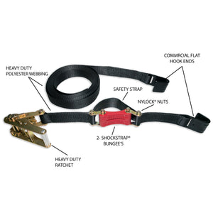 Photo of 27ft x 2in SHOCKSTRAP® Ratchet Strap w Flat Hooks, Premium Made In USA Polyester Webbing, 10,000lb Break Strength, 3,333lb Working Load Limit, Commercial Grade by ShockStrap - Premium for UTVs / Side by Sides