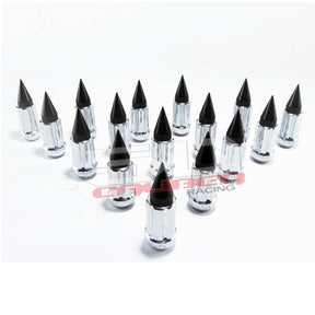 50 Caliber Racing 12 x 1.5 mm Chrome Spiked Lug Nuts Anodized - 16 Pack