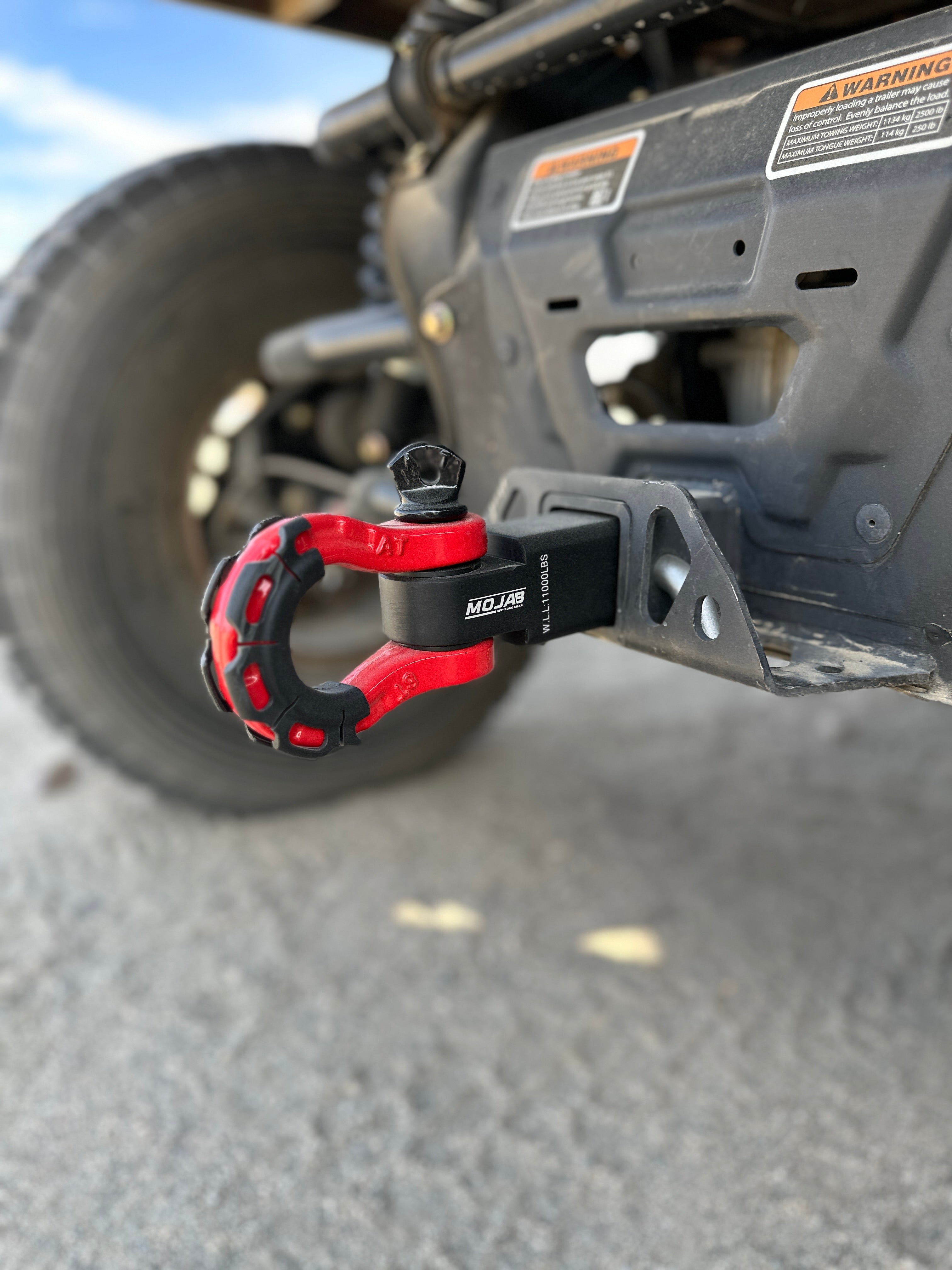 Photo of 2'' Aluminum Hitch Receiver with Steel D-Shackle (LIFETIME WARRANTY) by MOJAB OFFROAD - Premium for UTVs / Side by Sides