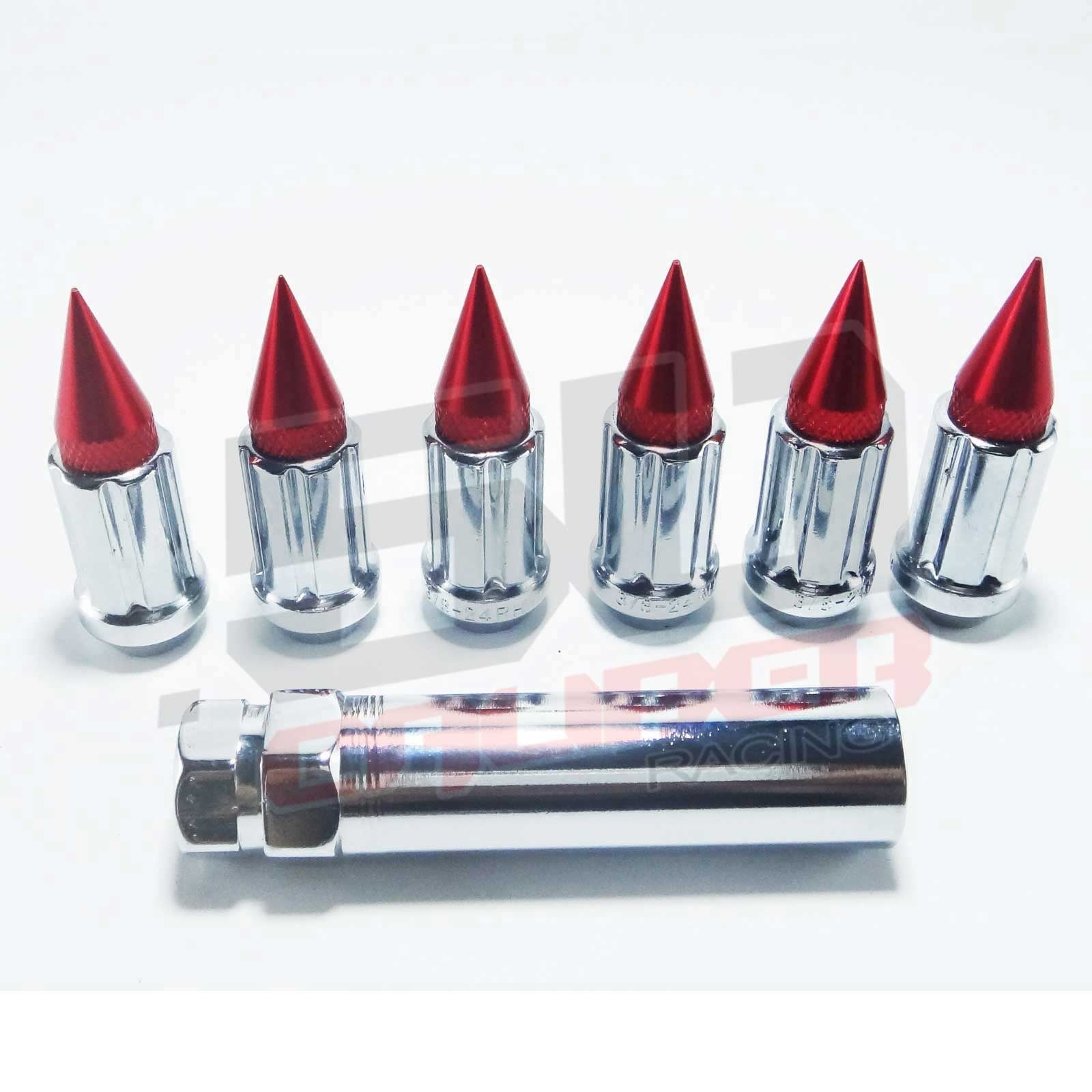 3/8 x 24 Chrome Spiked Lug Nuts Anodized - 16 Pack