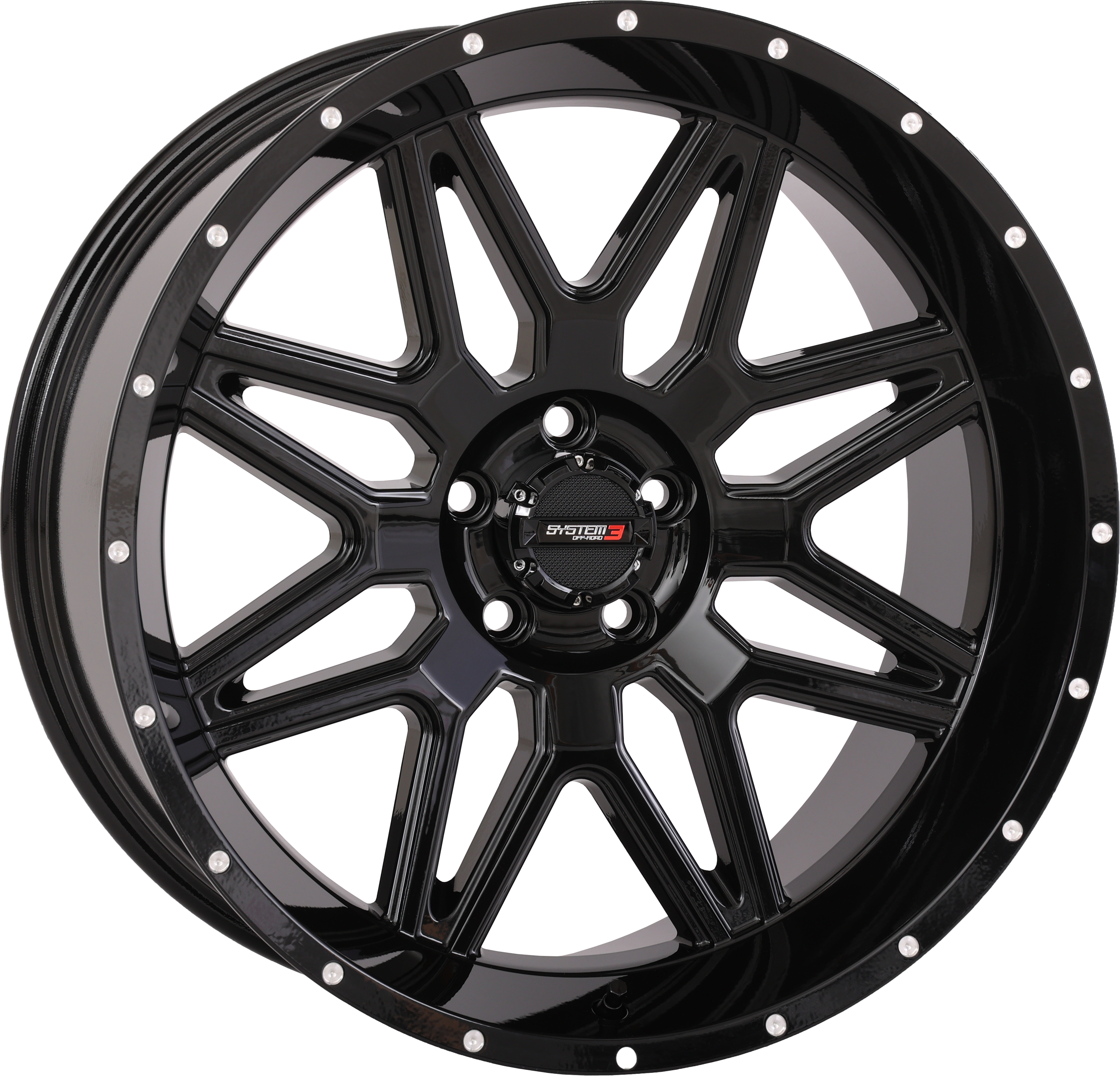 Photo of ST7 WHEEL 20X9 5+4 (0MM) 5/4.5 GLOSS BLACK by SYSTEM 3 - Premium Wheels for UTVs / Side by Sides
