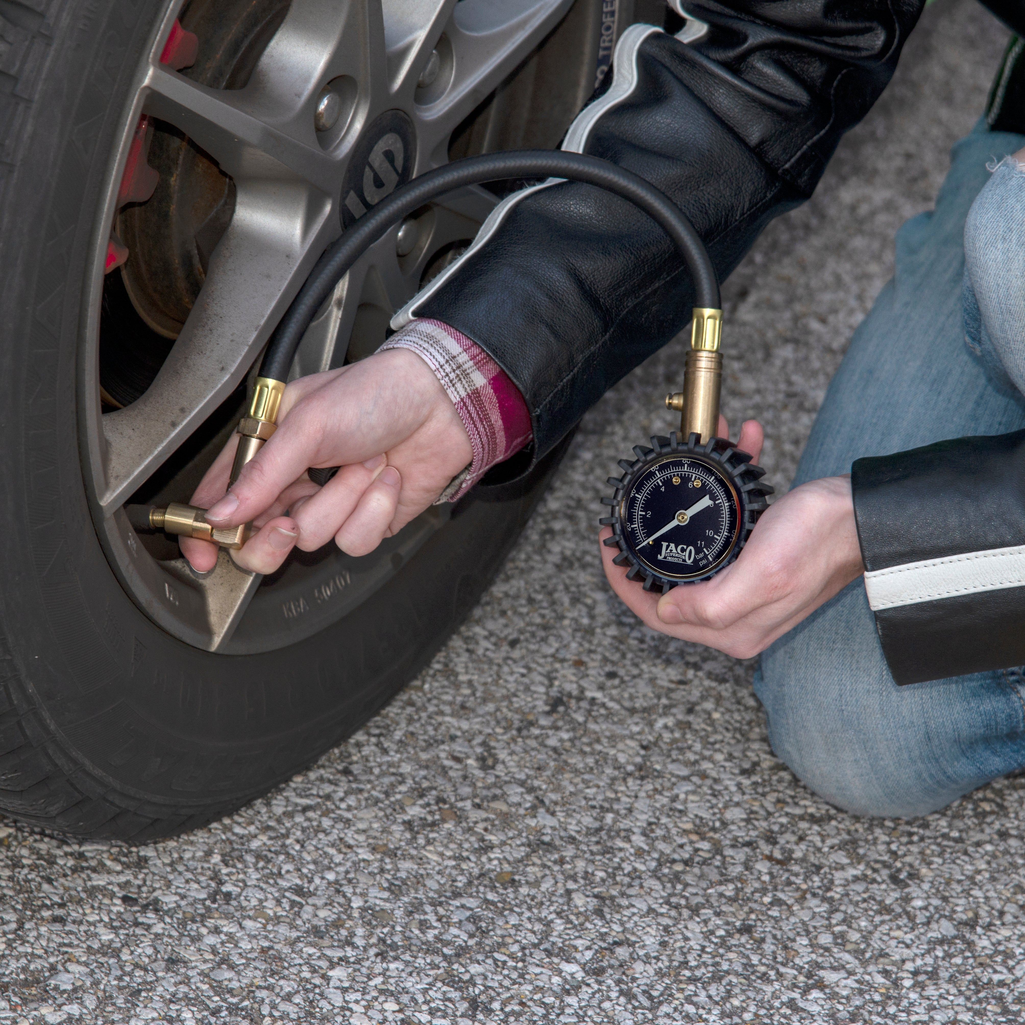 Photo of BikePro™ Presta Tire Pressure Gauge - 160 PSI | Presta & Schrader (Hybrid/Road Bikes) by JACO - Premium Presta Tire Gauge for UTVs / Side by Sides