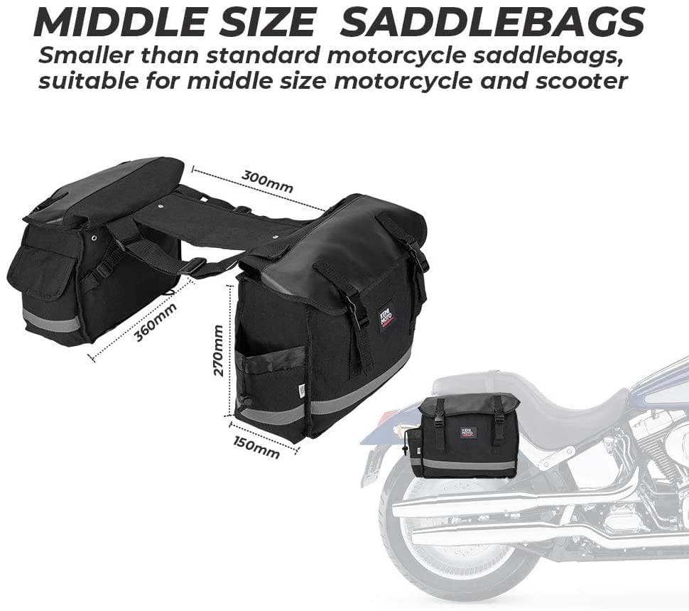 Photo of Motorcycle Throw Over Saddle Bags for Cruiser Motorbike Dirt Bike Scooter by Kemimoto - Premium for UTVs / Side by Sides
