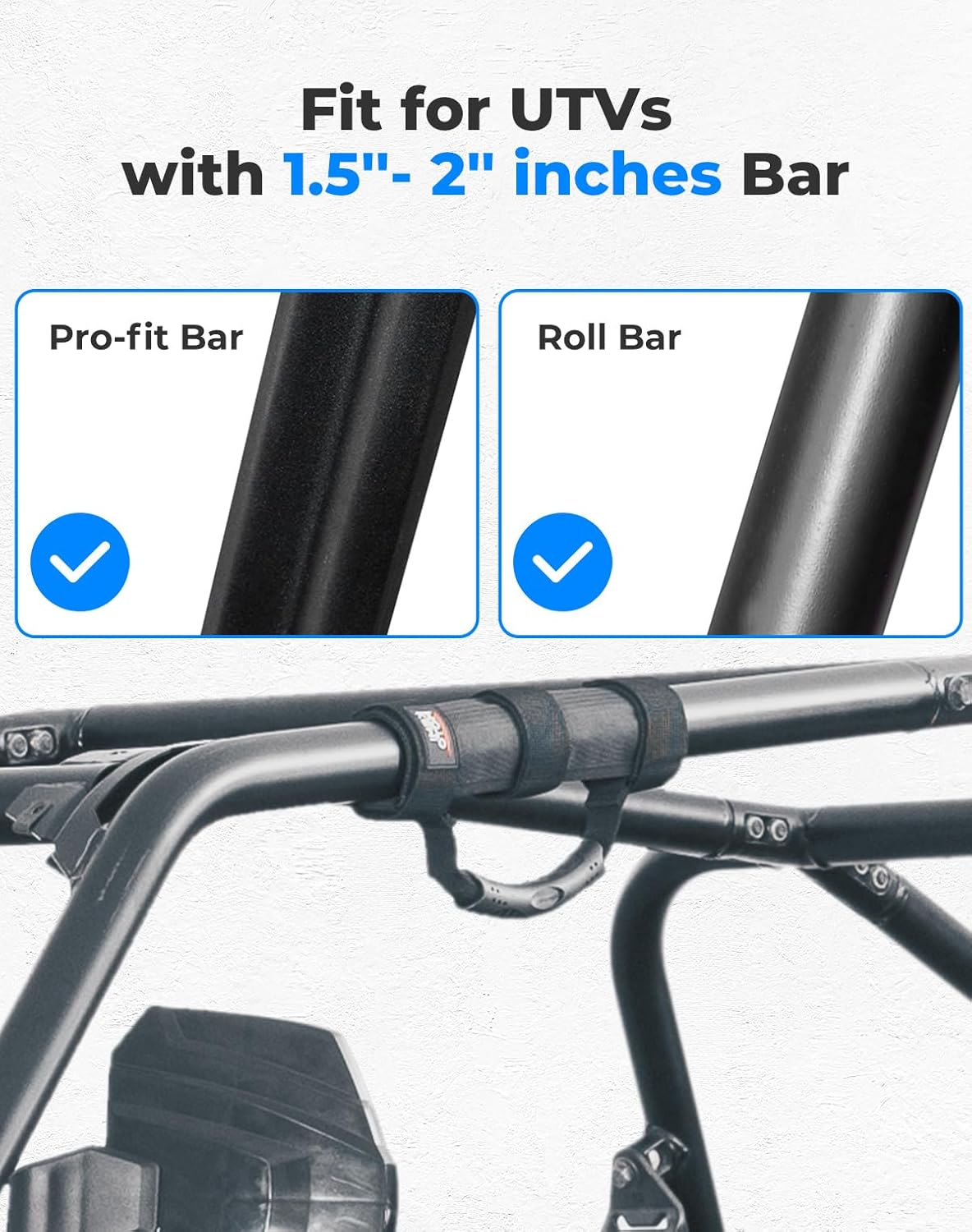 Photo of UTV Grab Handles for 1.5-2 inch Round Bar Cage (4 Packs) by Kemimoto - Premium for UTVs / Side by Sides
