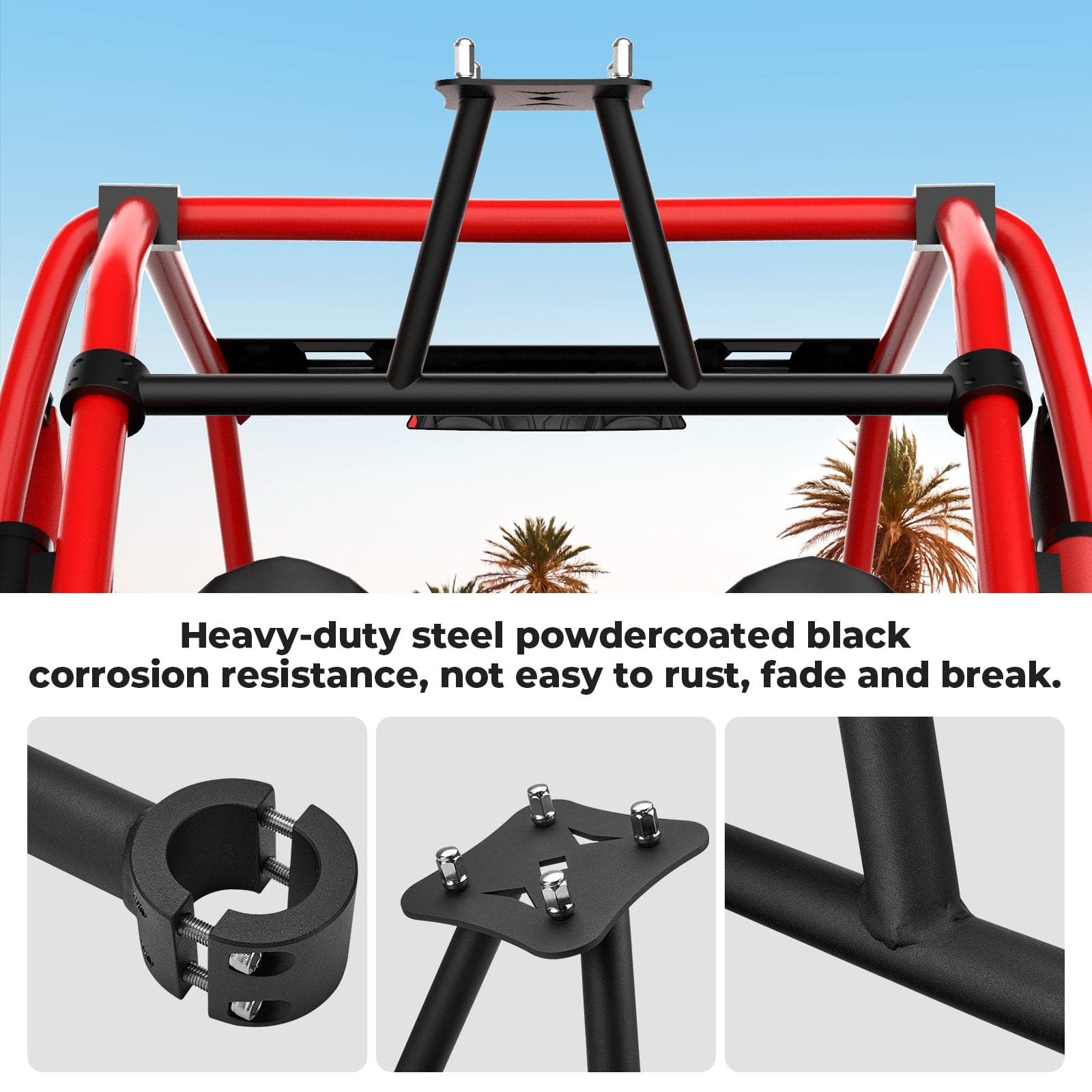 Photo of Spare Tire Carrier Mount & Side Nerf Bars Rock Sliders for Polaris RZR XP 1000 by Kemimoto - Premium for UTVs / Side by Sides