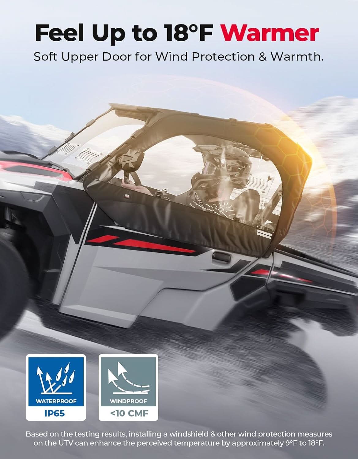 Photo of UTV Soft Upper Doors Compatible with Polaris General 1000 / XP 1000 by Kemimoto - Premium for UTVs / Side by Sides