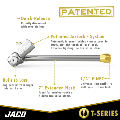 Photo of Lightning™ T-Series Tire Air Chuck | Open Flow, 1/4" F-NPT by JACO - Premium Air Chuck for UTVs / Side by Sides