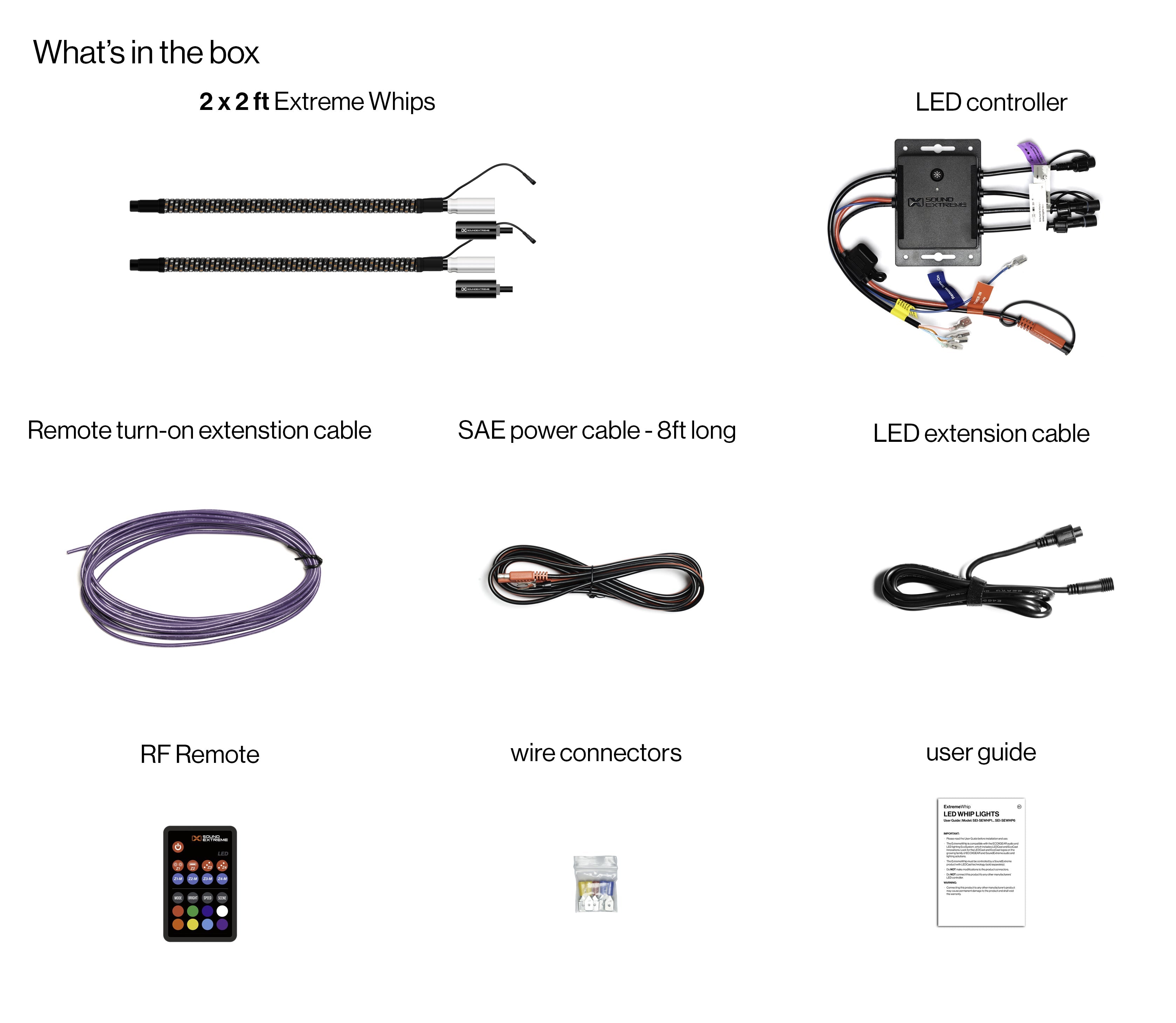 Photo of Extreme Whip Kit Qty 2 x 2ft plus LEDCast Controller by ECOXGEAR - Premium for UTVs / Side by Sides