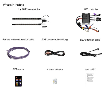 Photo of Extreme Whip Kit Qty 2 x 2ft plus LEDCast Controller by ECOXGEAR - Premium for UTVs / Side by Sides