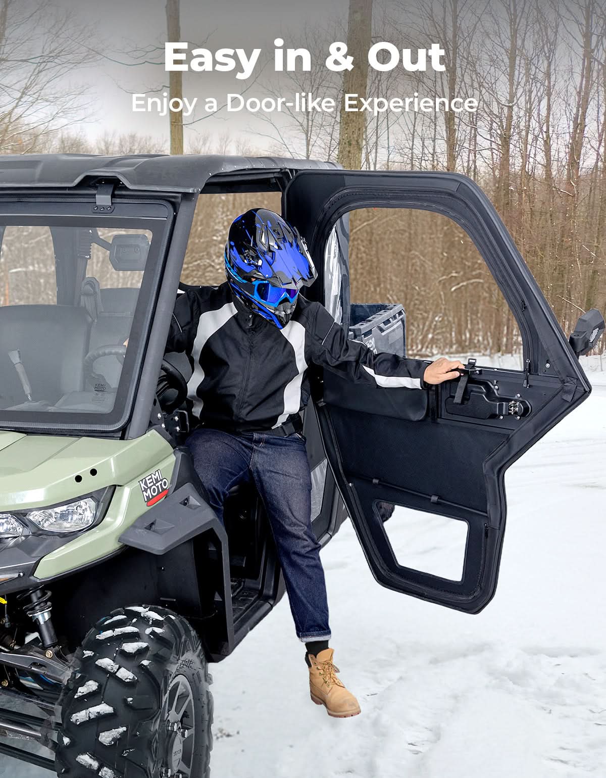 Photo of UTV Framed Doors for Can-Am Defender Max HD 7/8/9/10 – Full Enclosure Kit, 2022–2024 by Kemimoto - Premium for UTVs / Side by Sides