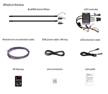 Photo of POWERSPORTS Extreme Whip Kit Qty 2 x 4 ft plus LEDCast Controller by ECOXGEAR - Premium for UTVs / Side by Sides