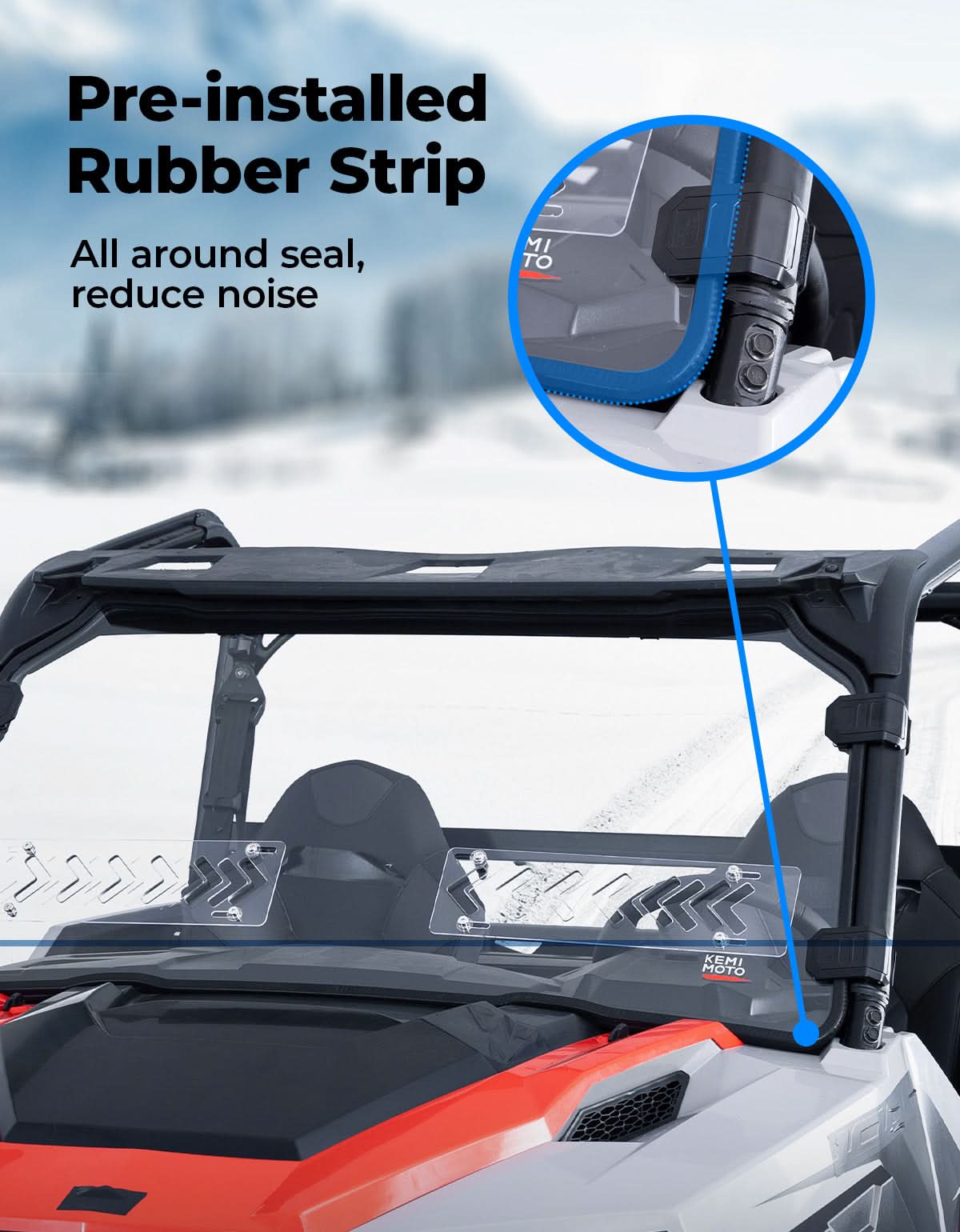 Photo of UTV 2-IN-1 Front Vented Windshield Compatible with Polaris General 1000, XP 1000, 4 1000 by Kemimoto - Premium for UTVs / Side by Sides