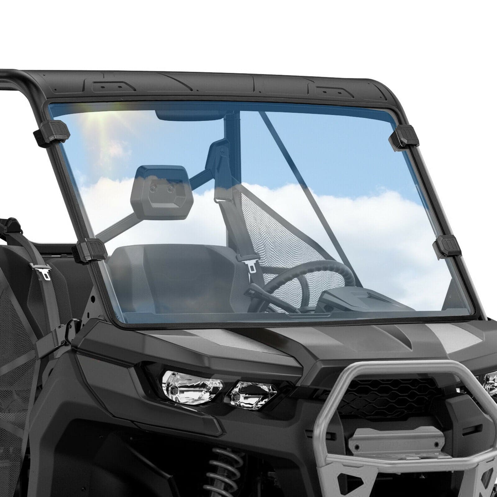 Photo of Front Full Windshield for Can Am Defender HD 5 /8 /10 /MAX by Kemimoto - Premium for UTVs / Side by Sides
