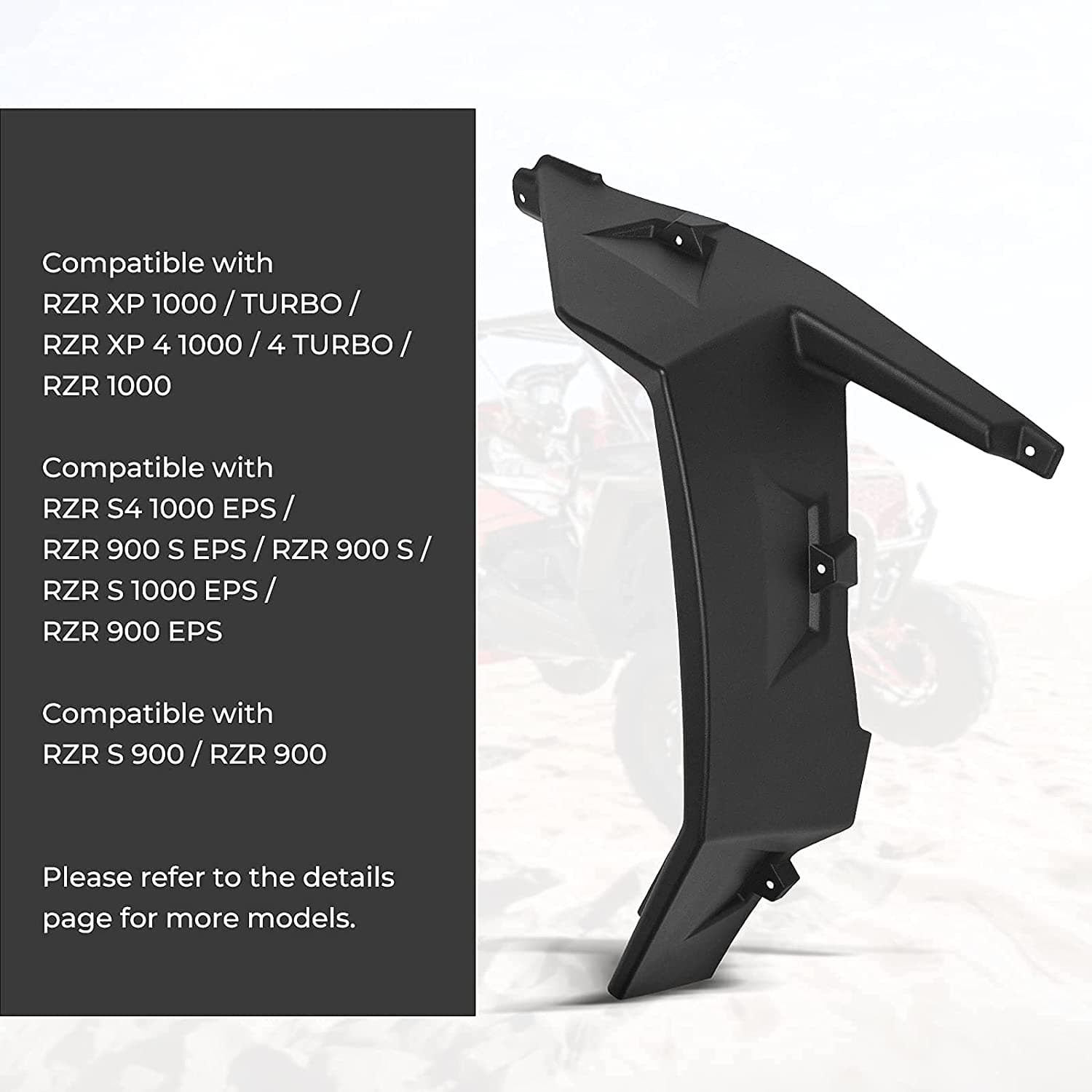 Photo of Extended Front Full Mud Flaps 2PCS for Polaris RZR XP 1000 / TURBO by Kemimoto - Premium for UTVs / Side by Sides