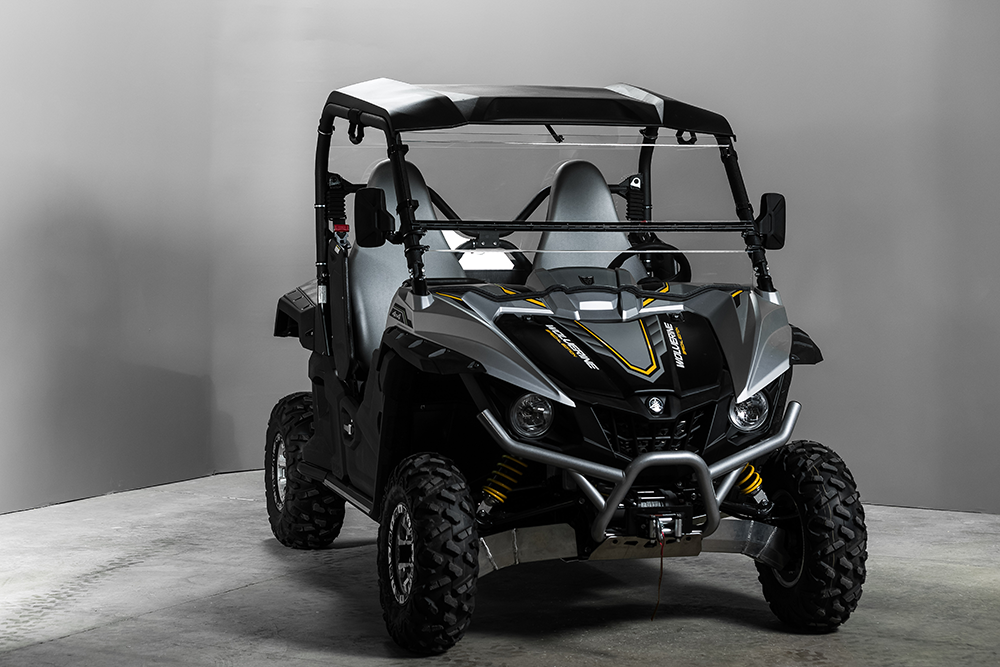 Photo of TK00843 YAMAHA WOLVERINE TILTING UTV WINDSHIELD - SCRATCH RESISTANT 1/4” - FOR SOFT OR NO TOP by TerraRider UTV Windshields & Accessories - Premium for UTVs / Side by Sides