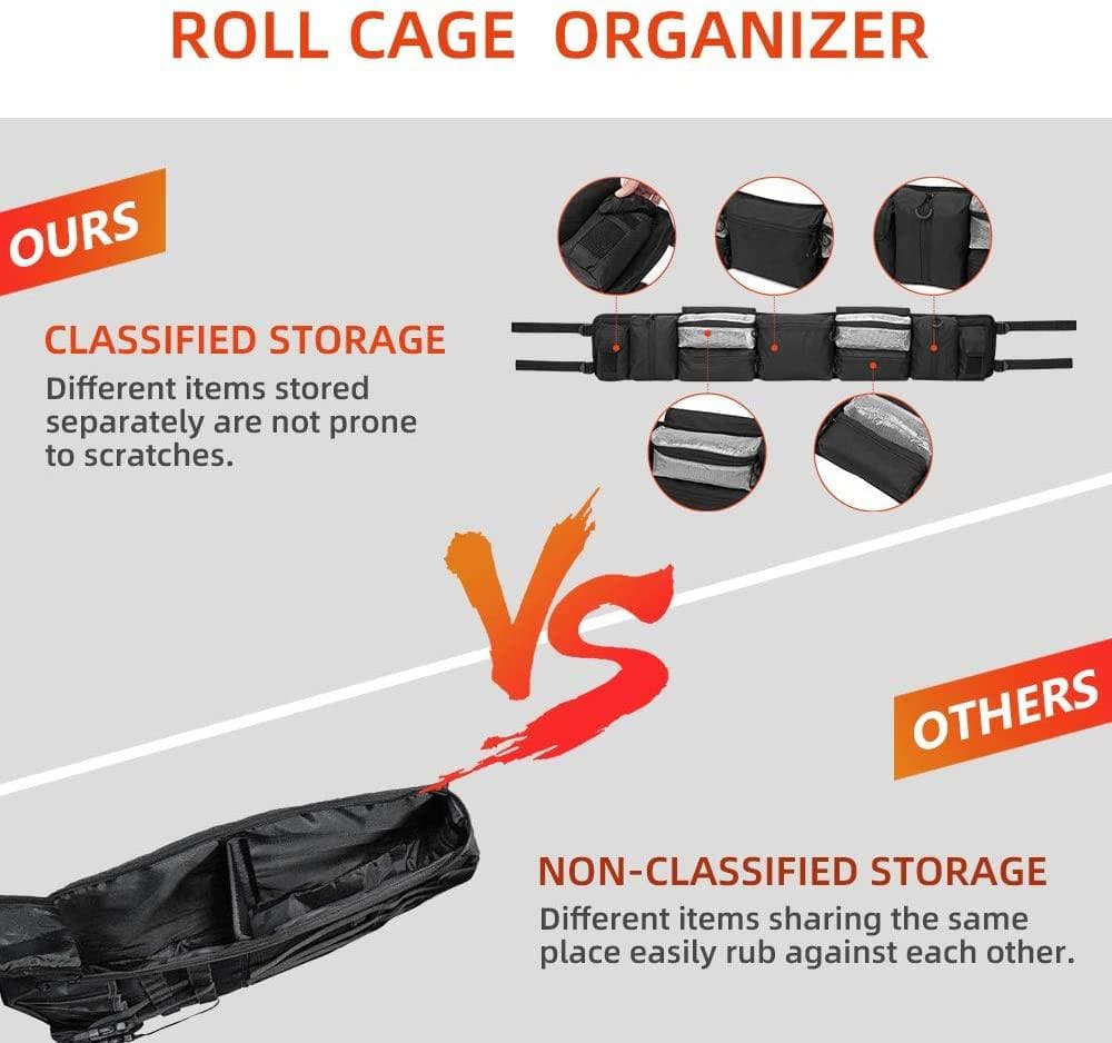 Photo of UTV Universal Roll Cage Organizer Storage Bag by Kemimoto - Premium for UTVs / Side by Sides