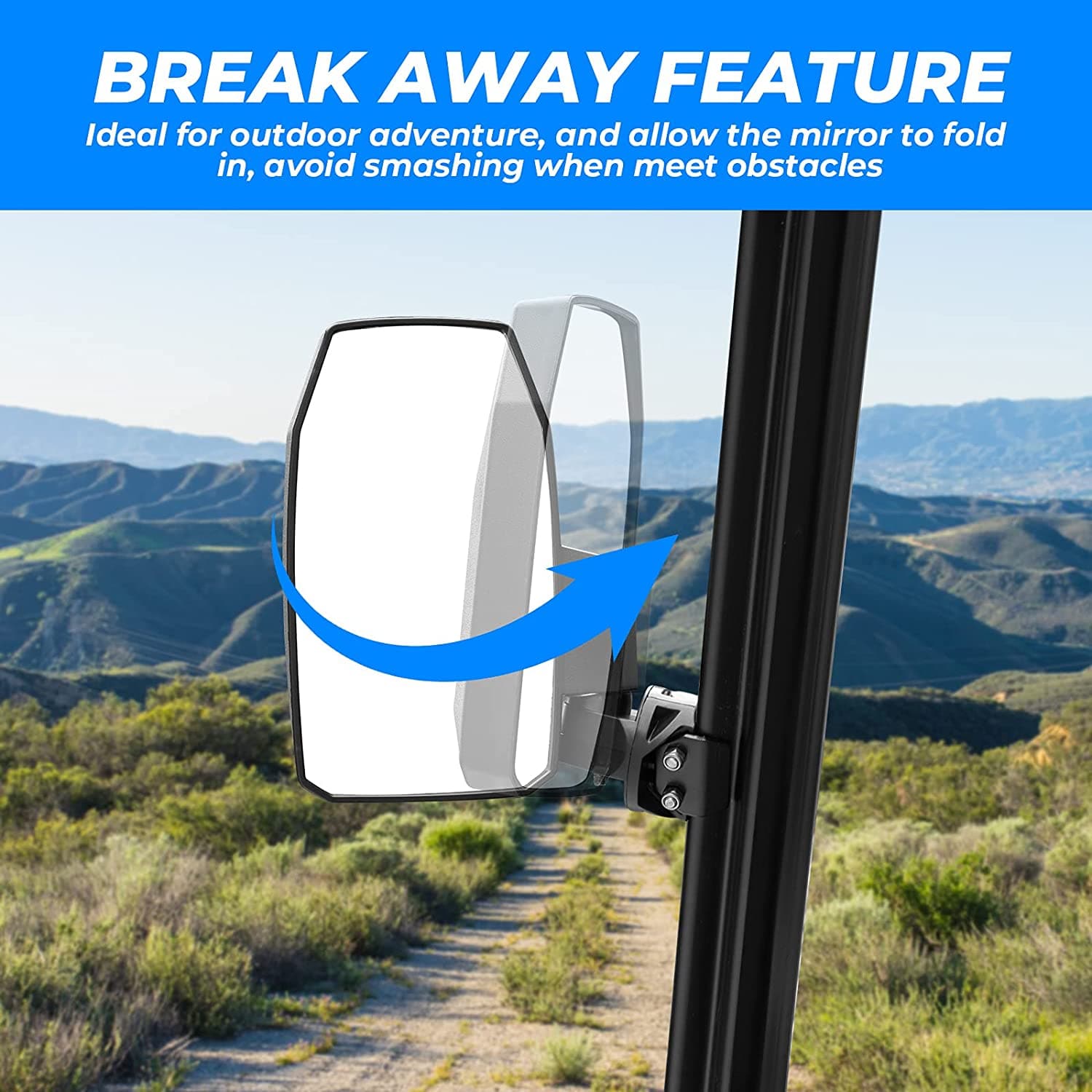 Photo of Wider UTV Side Mirrors Pro-Fit for Polaris Ranger XP/ General/ Defender (1 pair) by Kemimoto - Premium for UTVs / Side by Sides