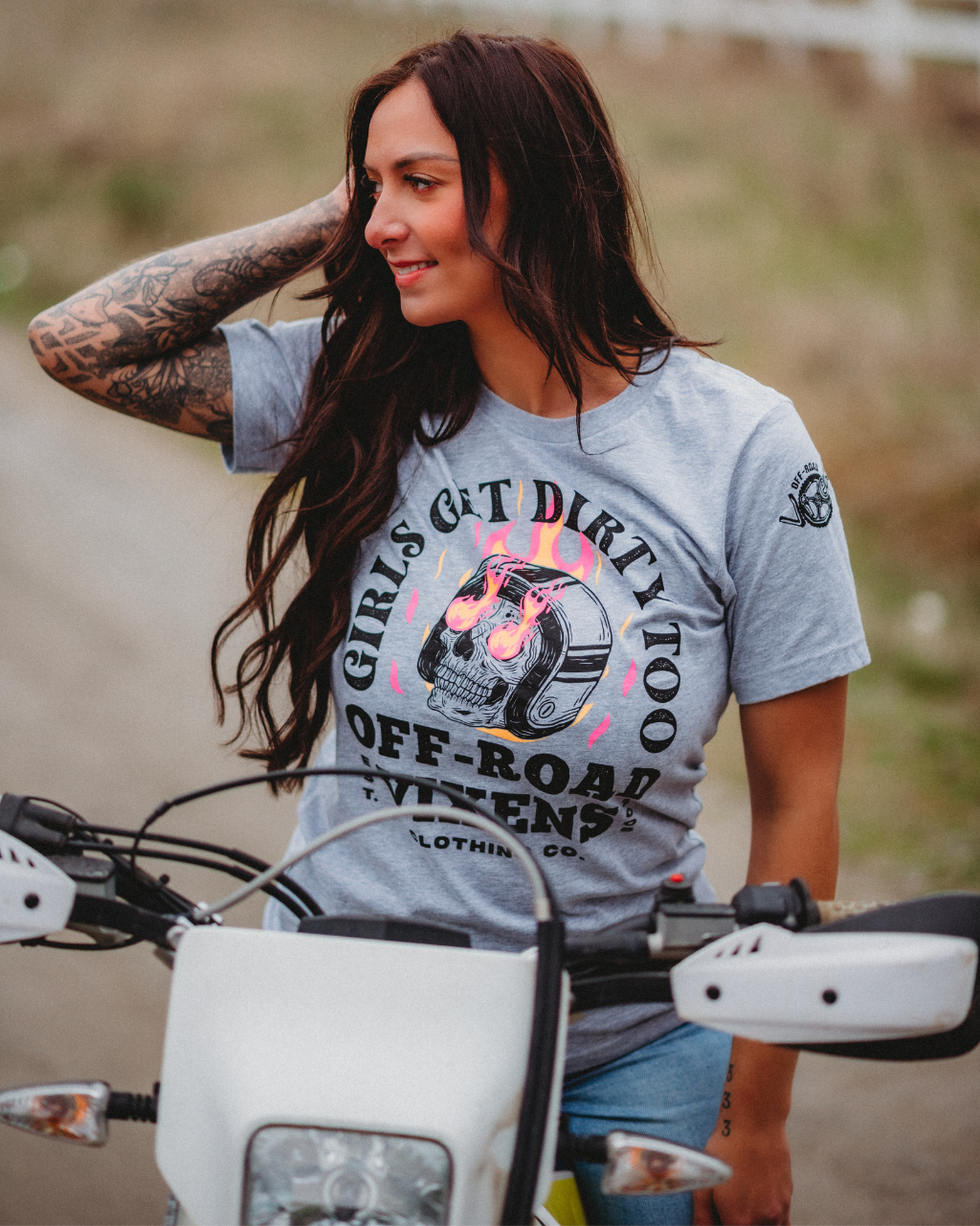 Photo of Moto Head Unisex Tee by OFF-ROAD VIXENS CLOTHING CO. - Premium Apparel & Accessories for UTVs / Side by Sides