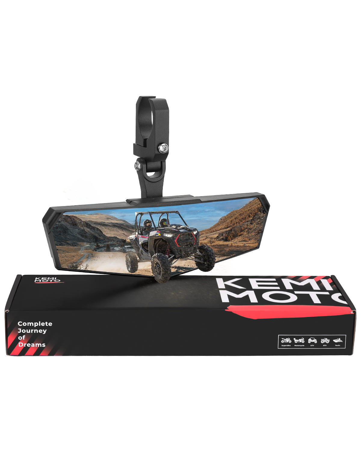 Photo of 1.5-2" Rear view Mirror for Polaris RZR/Pioneer/Talon/ X3/ CFMOTO/Kawasaki by Kemimoto - Premium for UTVs / Side by Sides