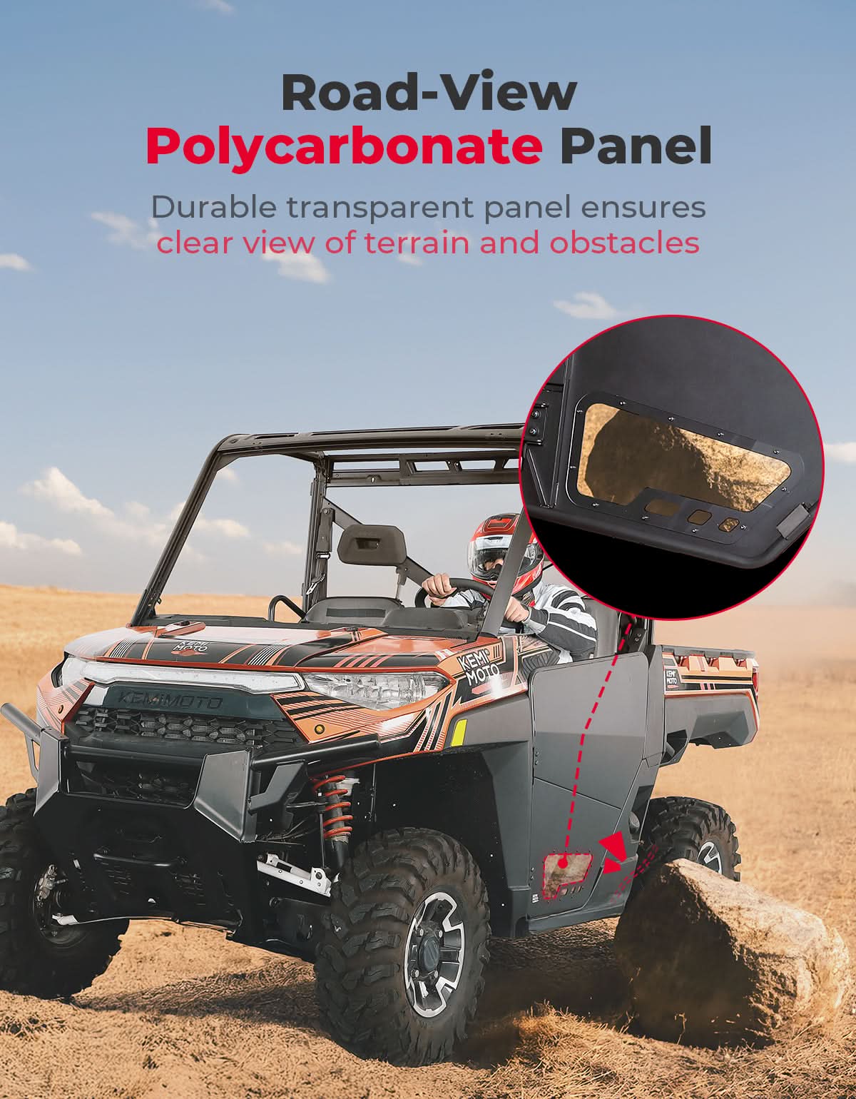 Photo of UTV Aluminum Half Door for Ranger XP 1000 2018-2025 by Kemimoto - Premium for UTVs / Side by Sides