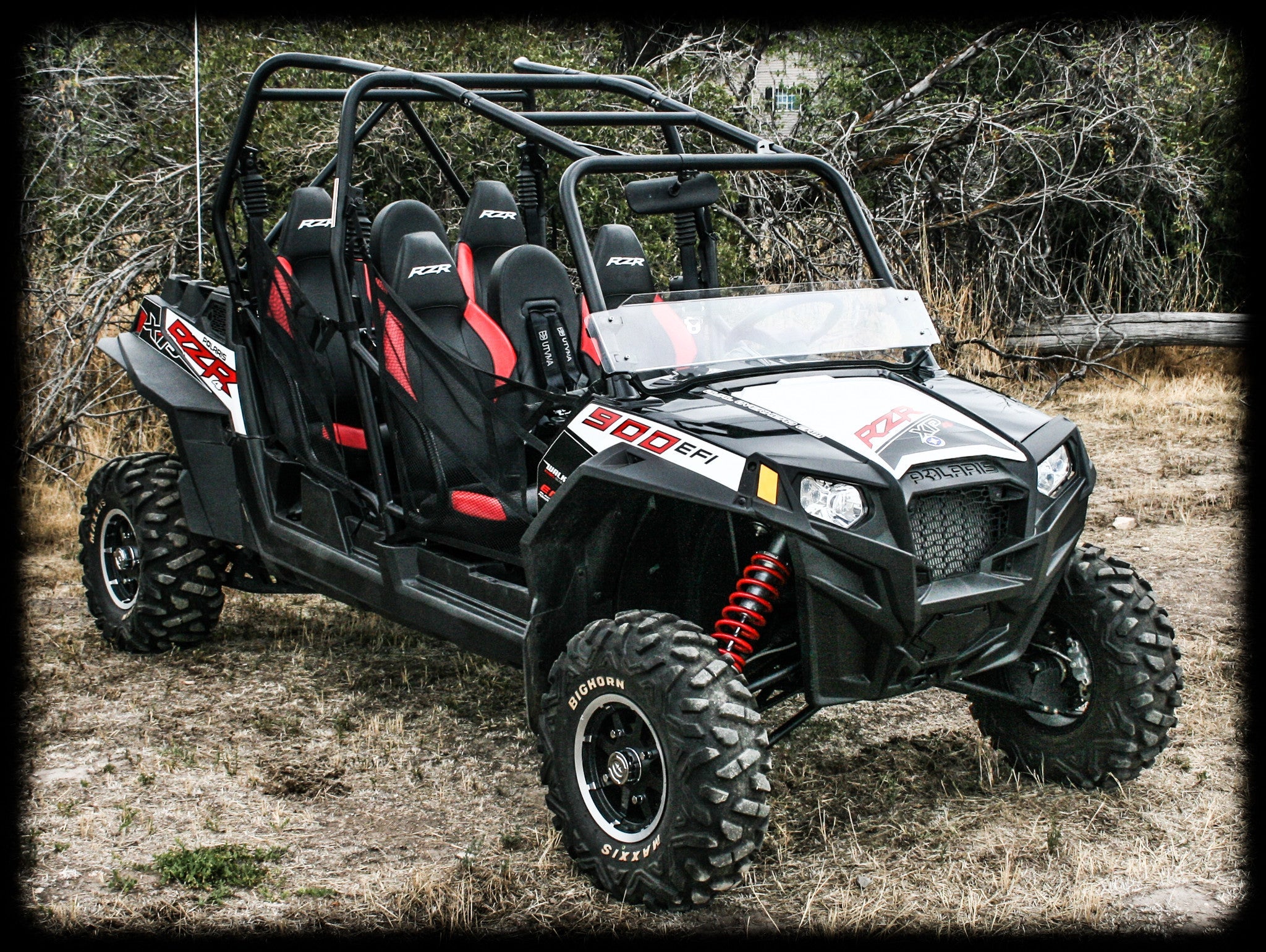 Photo of RZR 4 800 Bump Seats Set (Front and Rear) by UTV Mountain Accessories - Premium Bump Seat for UTVs / Side by Sides