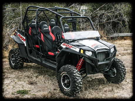 Photo of RZR 4 800 Bump Seats Set (Front and Rear) by UTVMA - Premium Bump Seat for UTVs / Side by Sides