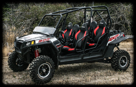 Photo of RZR 4 800 Bump Seats Set (Front and Rear) by UTVMA - Premium Bump Seat for UTVs / Side by Sides