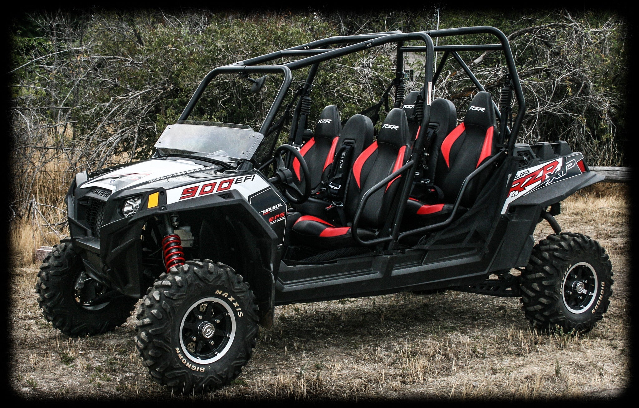 Photo of RZR 4 800 Bump Seats Set (Front and Rear) by UTV Mountain Accessories - Premium Bump Seat for UTVs / Side by Sides