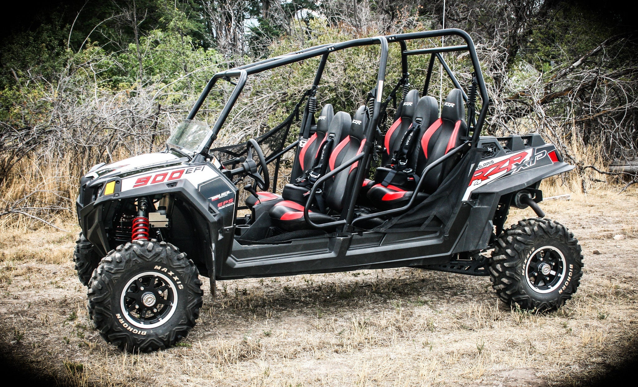 Photo of RZR 4 800 Bump Seats Set (Front and Rear) by UTV Mountain Accessories - Premium Bump Seat for UTVs / Side by Sides