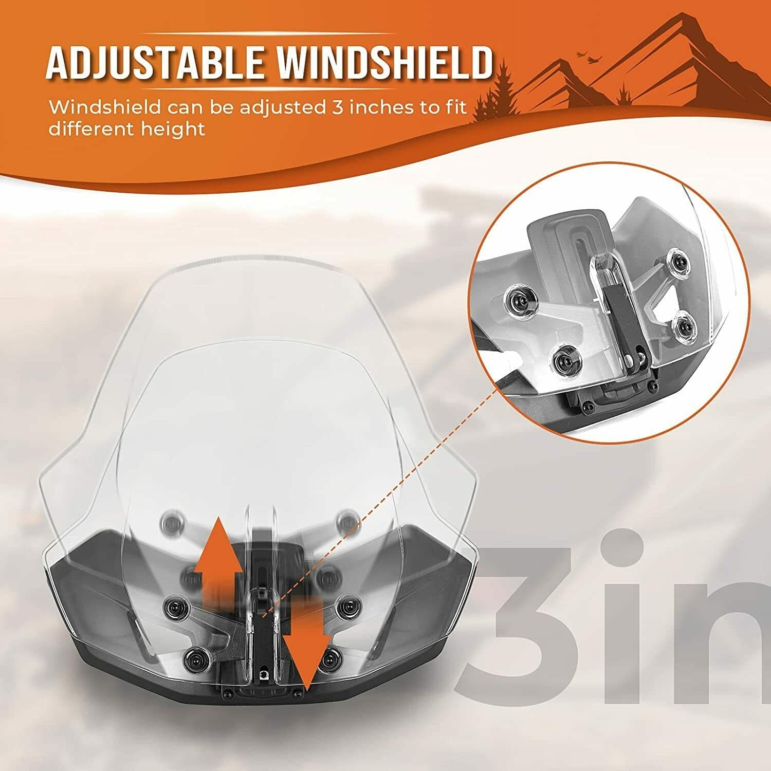 Photo of Sport Windshield for Can Am Ryker Rally 2018-2023 by Kemimoto - Premium for UTVs / Side by Sides