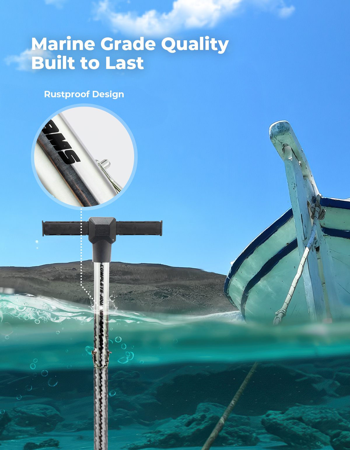 Photo of Jet Ski Anchor Shallow Water Anchor Pole for Kayak Pontoon by Kemimoto - Premium for UTVs / Side by Sides