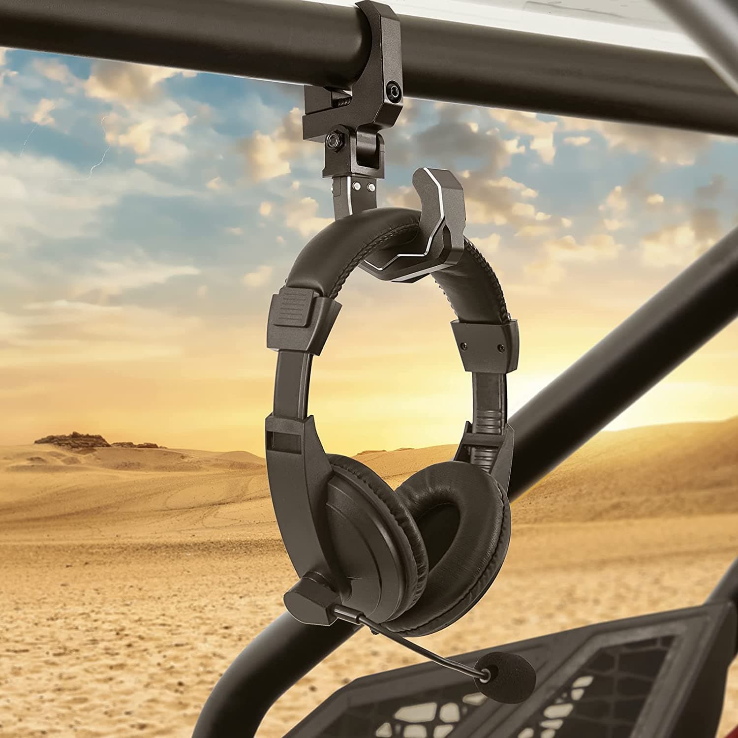 Photo of UTV Roll Cage Helmet Hook fit 1.6"-2" Roll Bar for Polaris, Can-Am, Kawasaki by Kemimoto - Premium for UTVs / Side by Sides