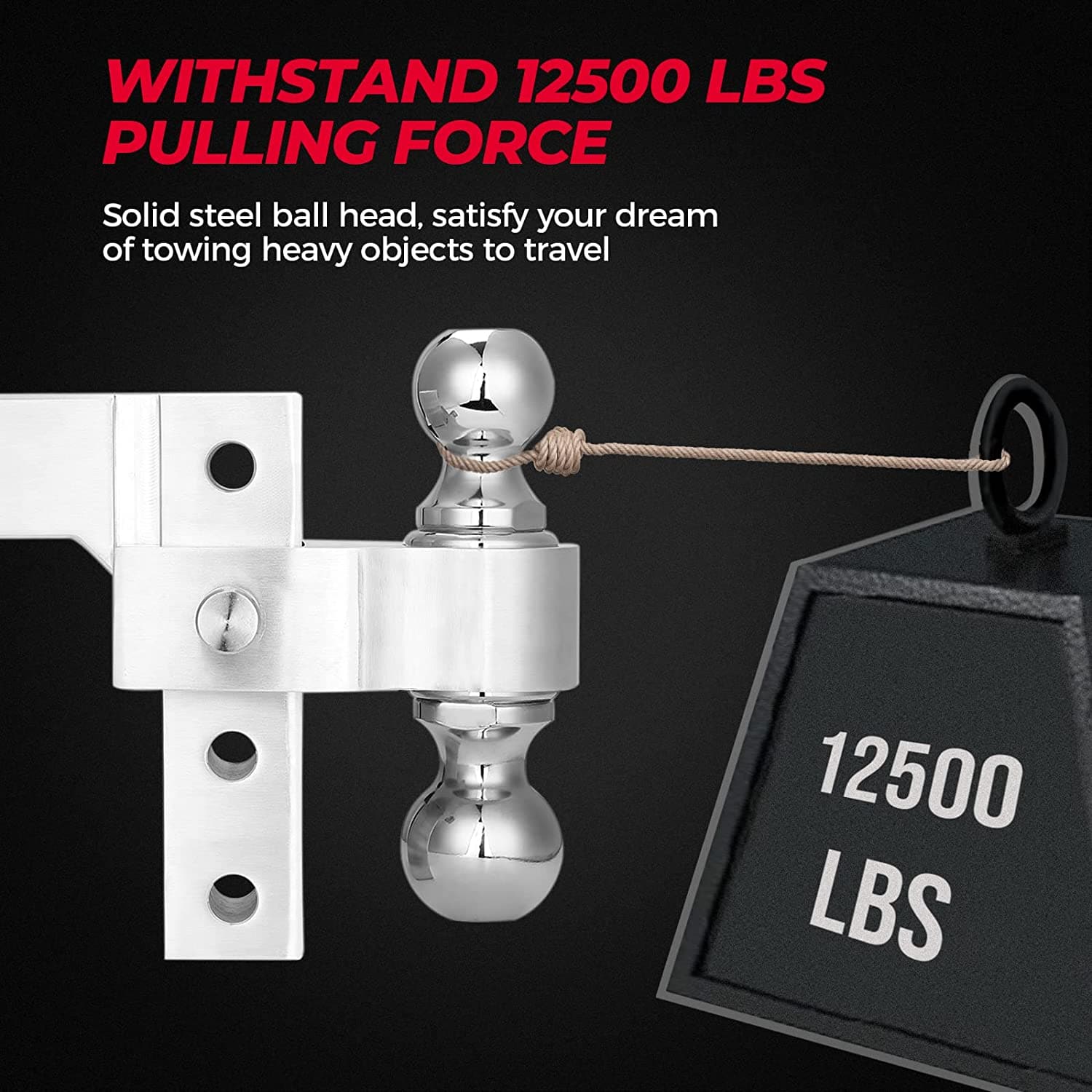 Photo of UTV Adjustable Trailer Hitch Ball Mount by Kemimoto - Premium for UTVs / Side by Sides