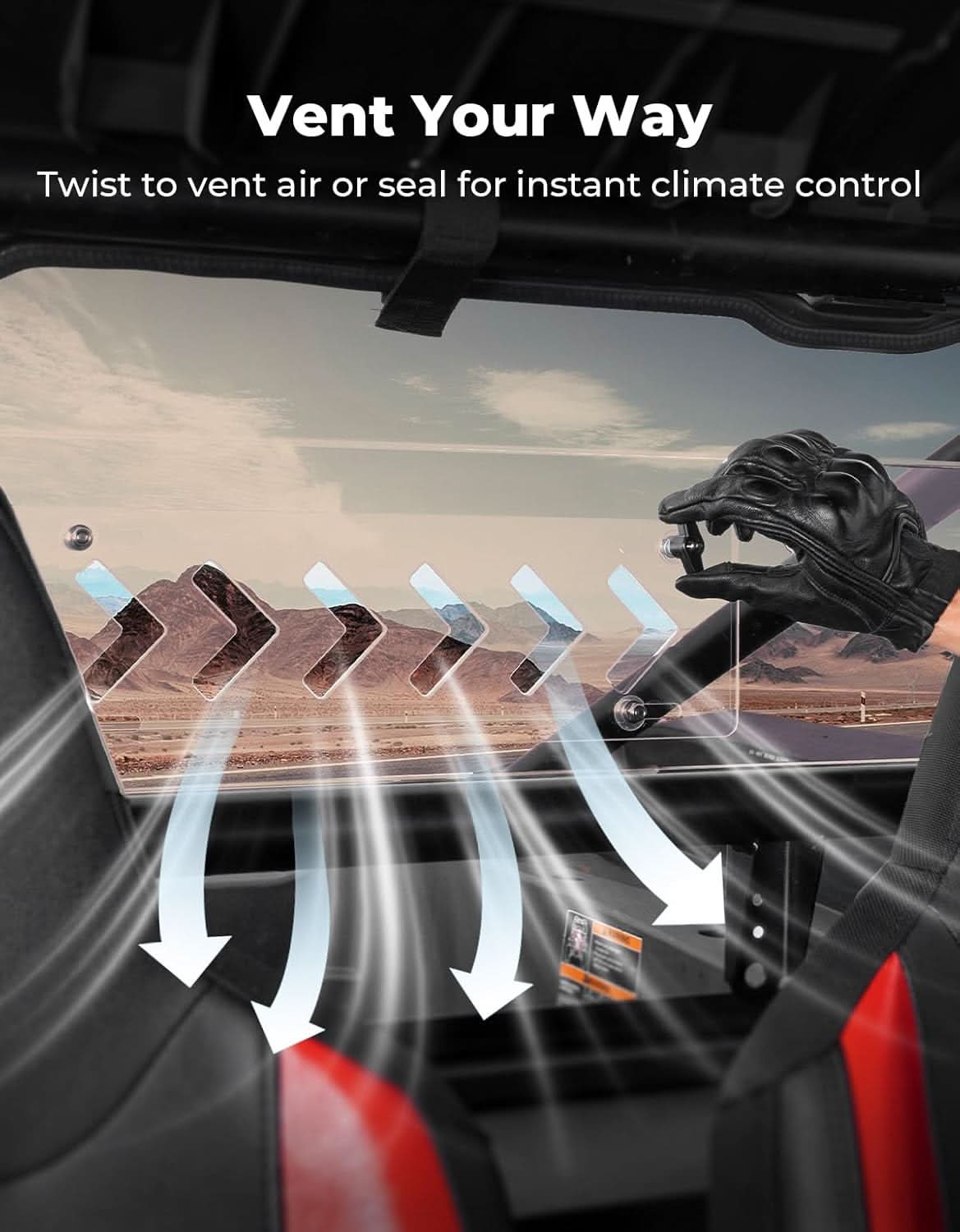 Photo of UTV Sliding Vented Tinted Rear Windshield for 2024+ Polaris RZR XP 1000 / RZR XP4 1000 by Kemimoto - Premium for UTVs / Side by Sides